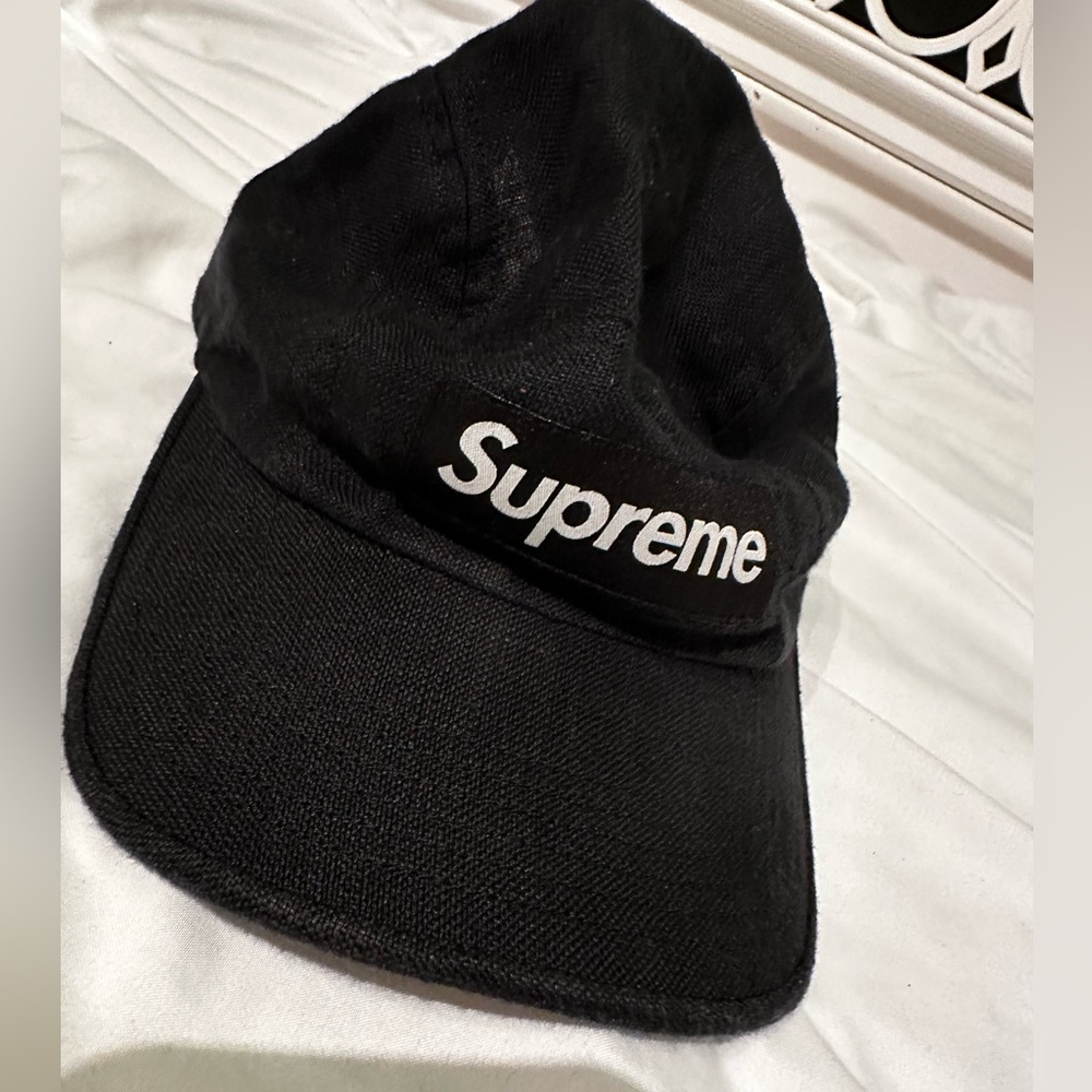 Supreme Washed Linen Camp Cap Black Size M/L